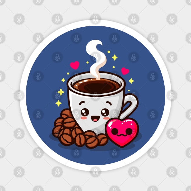 Cute Black Coffee with Love Magnet by Arief Uchiha